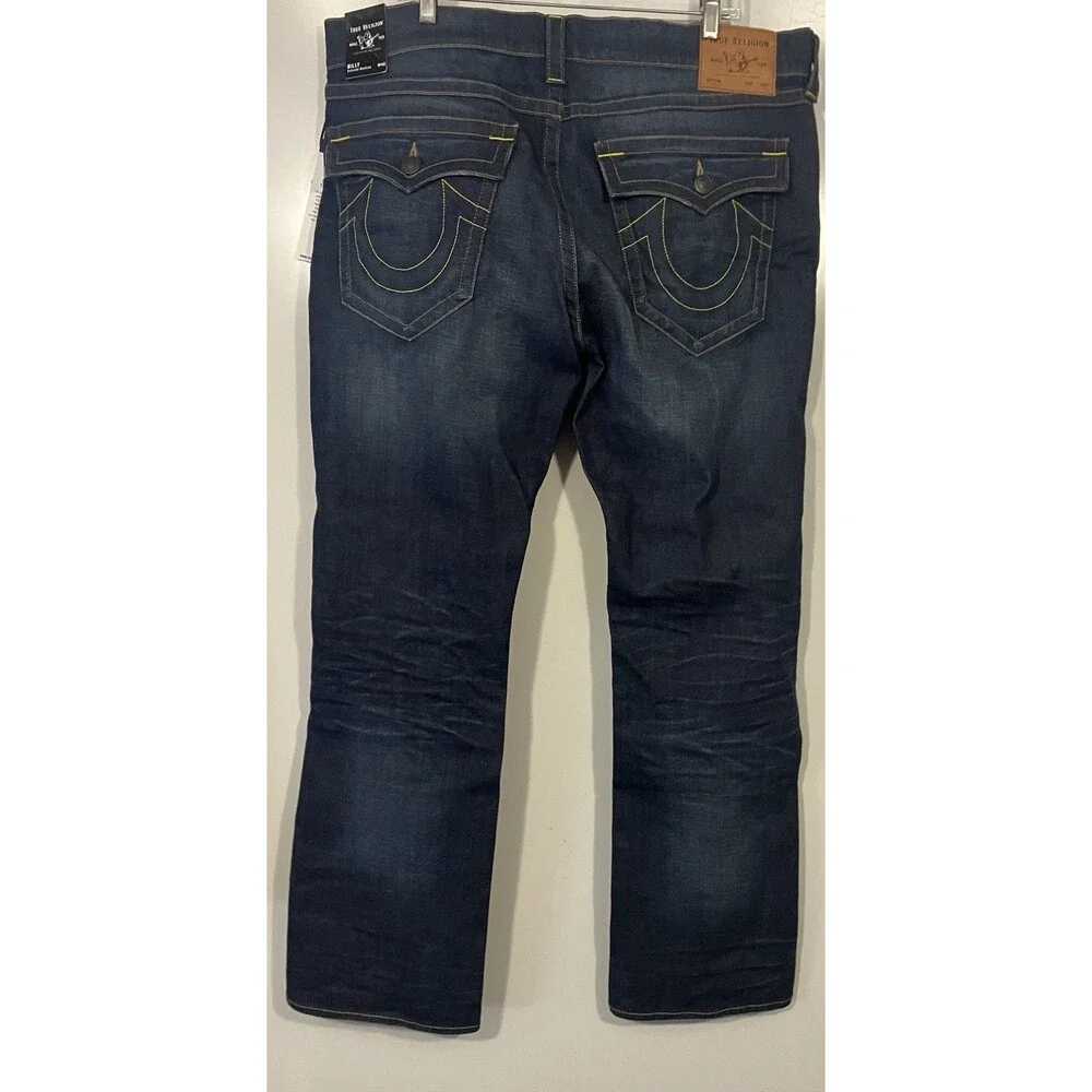 NEW True Religion Men’s Billy Relaxed Bootcut Jeans Pocket Flaps Blue Sz 40x33
